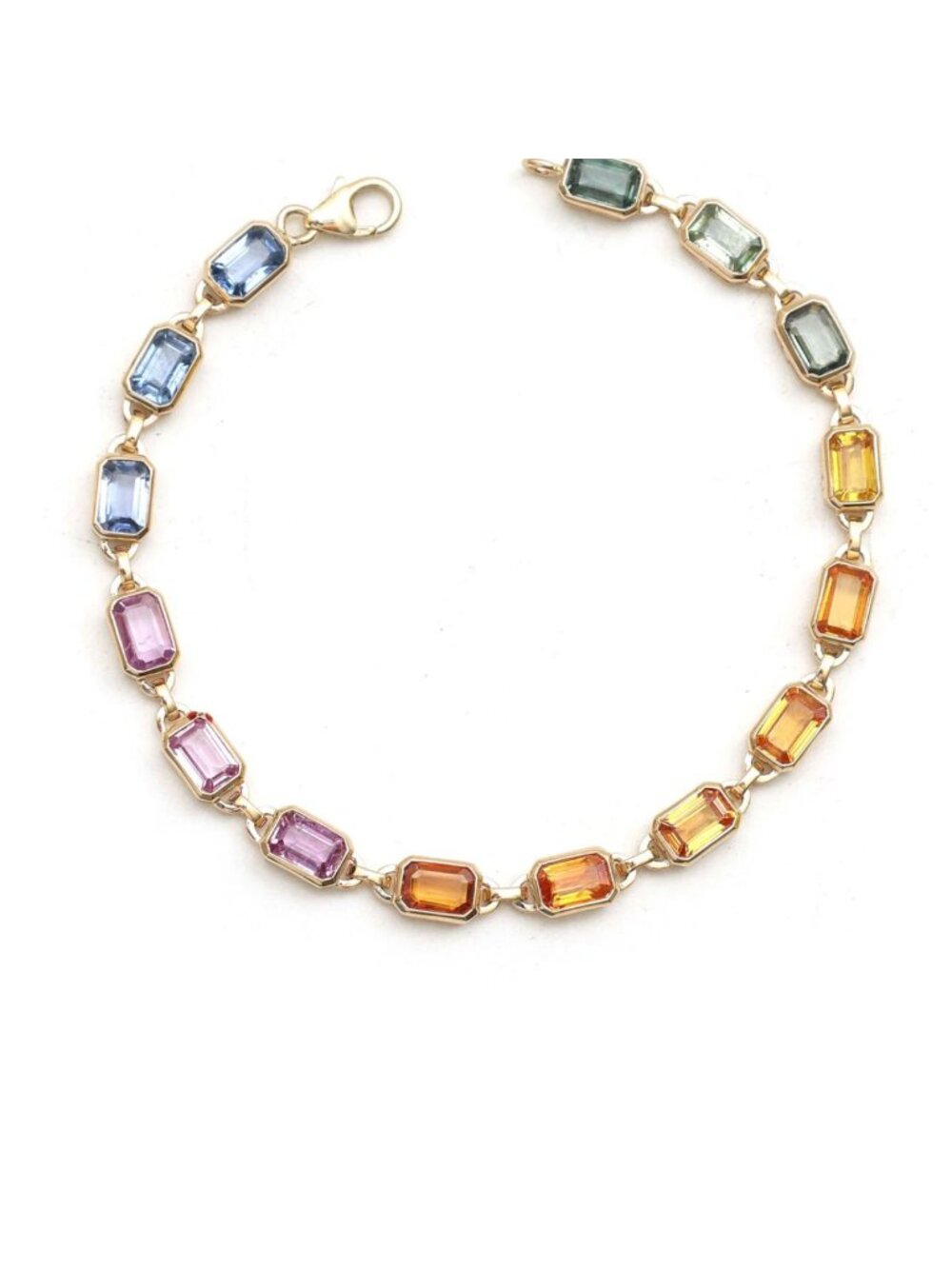 Square Gemstone Diamond 14K (18K Custom) Gold Tennis Bracelet